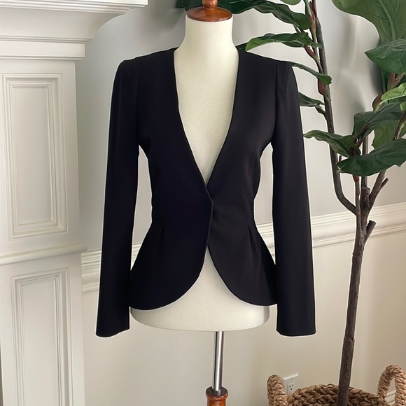H&M Jackets & Blazers - Peplum Fit Black Blazer with Shoulder Pads